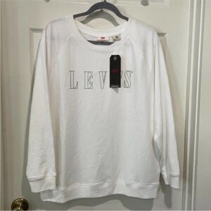 Levi's Plus Size Logo Graphic Relaxed Oversized Crewneck White Sweatshirt Sz 2X